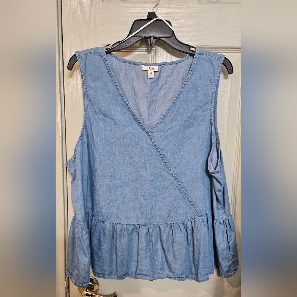 a.n.a Blue Denim Sleeveless Top